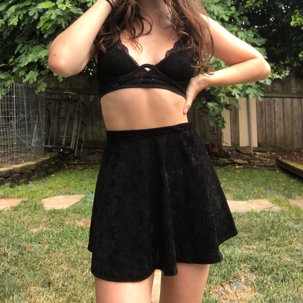 black mini skirt